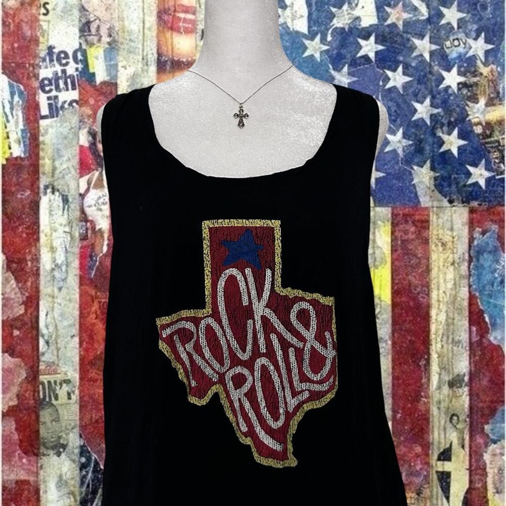 bold texas graphic ROCK&ROLL COWGIRL sleeveless rock tank